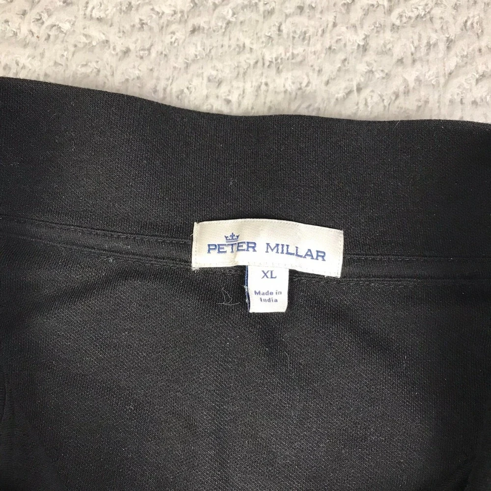 Peter Millar Sweater Mens XL Black Cotton Modal 1/4 Zip Stretch Golf Pullover